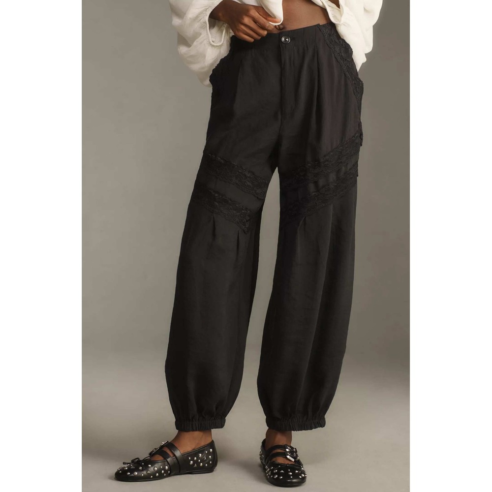 Anthropologie Pieced Lace Joggers Black XL New With Tags